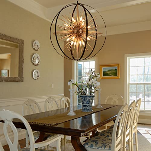 31.5" Black Gold Large Globe Sputnik Chandelier