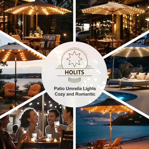 Patio Umbrella Lights Cordless 120 LED Table Umbrella Lights with Remote Control Battery Operated Waterproof Parasol String Lights for 7