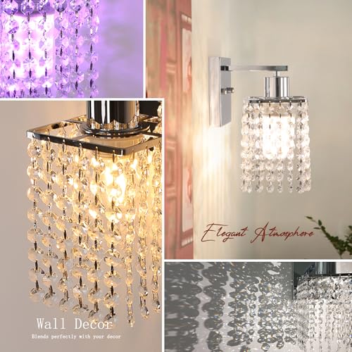 Set of 2 Crystal Battery Operated Wall Sconce (2 Count)