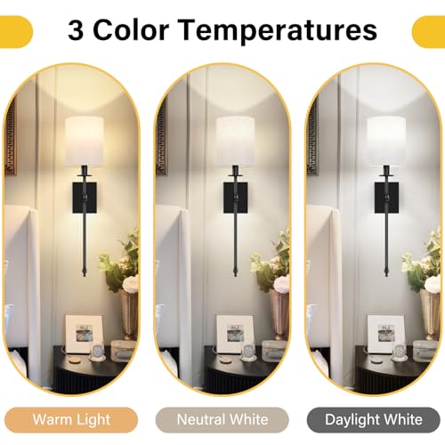 27 inch Battery Operated Wall Sconces Set of 2 with Remote (2 Count)
