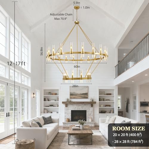 Gold Wagon Wheel Chandelier 2 Tier (30 Count)