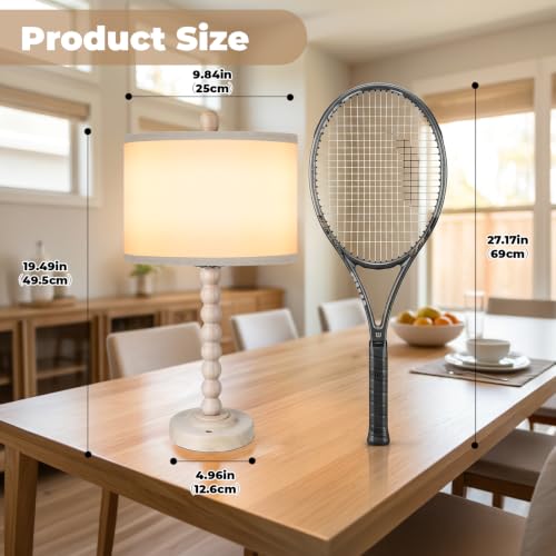 Farmhouse Table Lamp Cordless Touch Dimmable Bedside Lamps