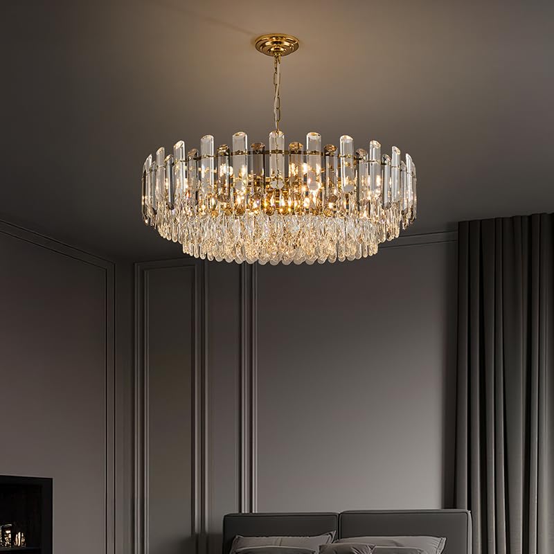 31.5" Modern Crystal Chandelier Gold 3