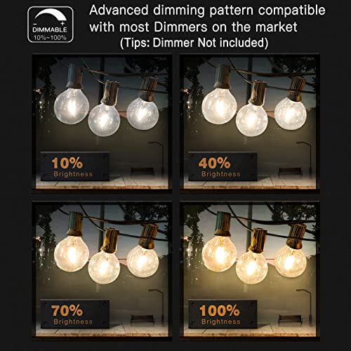 200FT Outdoor String Lights G40 Globe Patio Lights Waterproof Outdoor Hanging Lights with 104 Shatterproof LED Bulbs Dimmable String Lights for Outside Bistro Backyard Market