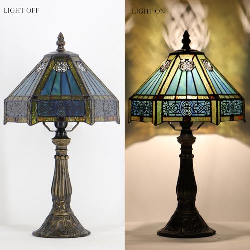 Tiffany Lamp Stained Glass Table Bedside Accent Light 8X8X14.5 inch
