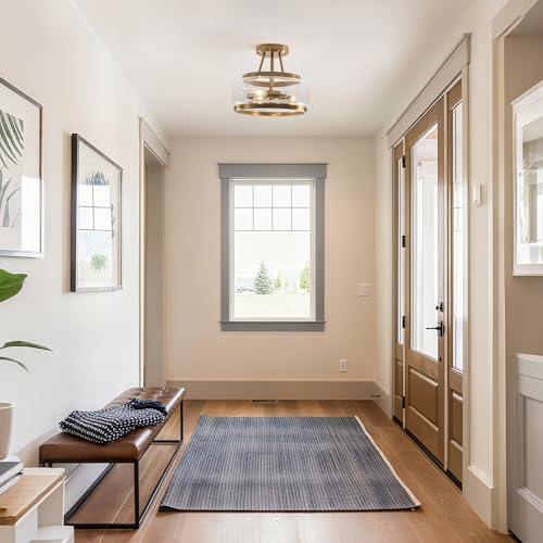 11.8" Gold Semi Flush Mount Ceiling Light