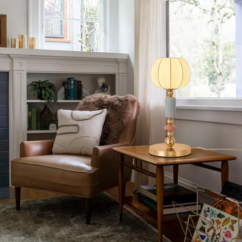 Modern Imitated Silk Table Lamp Plug in Metal Base Desk Light with Plug Cord Switch for Bedroom Bedside Living Room