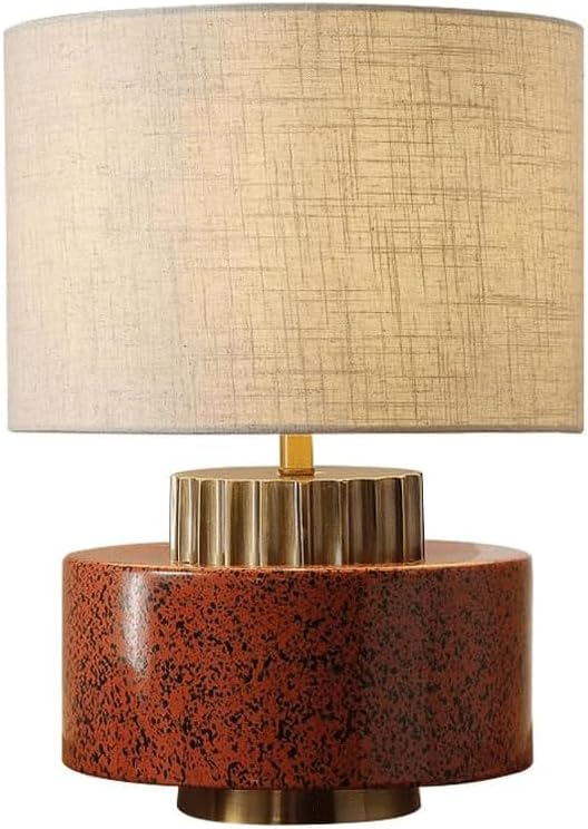 Chinese Vintage B&B Hotel Room Desk Light Wabi-sabi Style Fabric Ceramic Desk Lamp Living Room Bedroom Study Room Reading Table Lamp Coffee Shop Sample Room Showcase Decoration Lighting Fixture