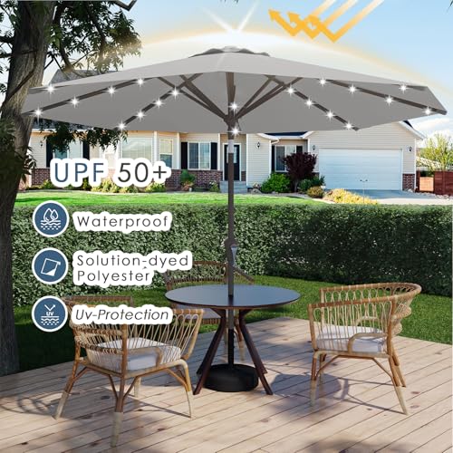 9FT Patio Umbrella with Solar Lights