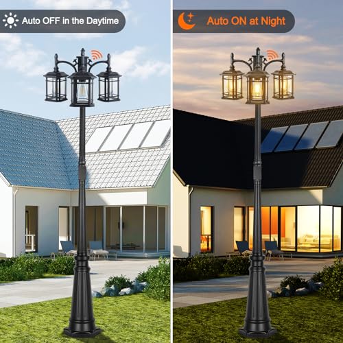 Dusk to Dawn Outdoor Lamp Post Lights with GFCI Outlet (3 Count)