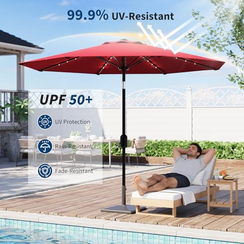 10 FT Patio Umbrella with Solar Lights