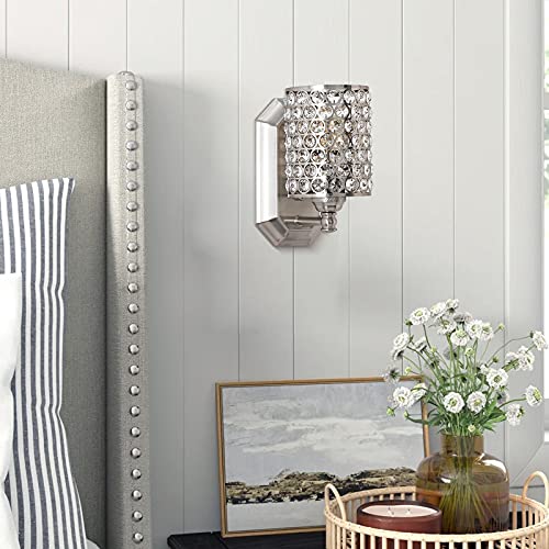 Crystal Wall Sconce Brushed Nickel Dry&Wet Dual Use 2 Pack 1 Light (2 Count)