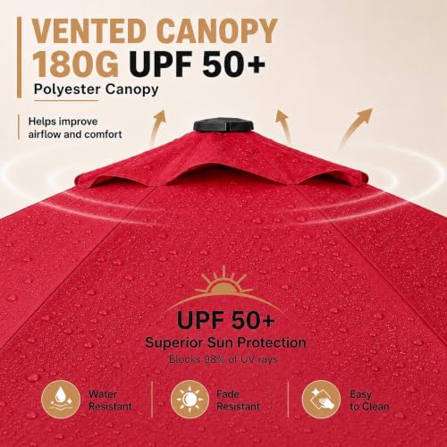 9FT Solar Patio Umbrella w