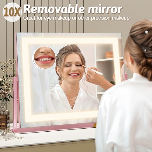 Pink Vanity Mirror with Lights 22"x18"