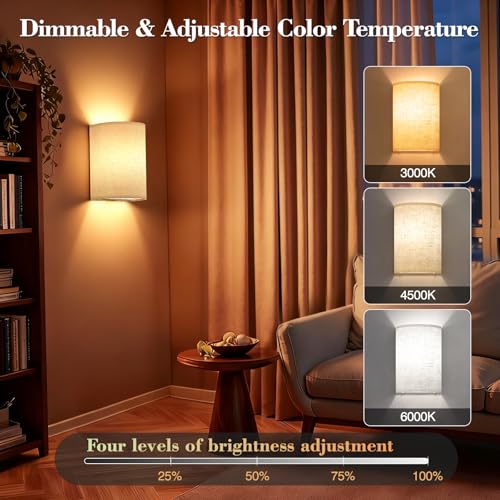 Battery Operated Rechargeable Wall Sconce Set of Two with 10000mAh Battery (2 Count)