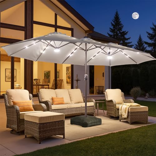 15 Ft Umbrella Outdoor Patio Solar Lights With Base