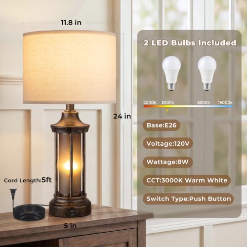 24" Farmhouse Table Lamps for Living Room