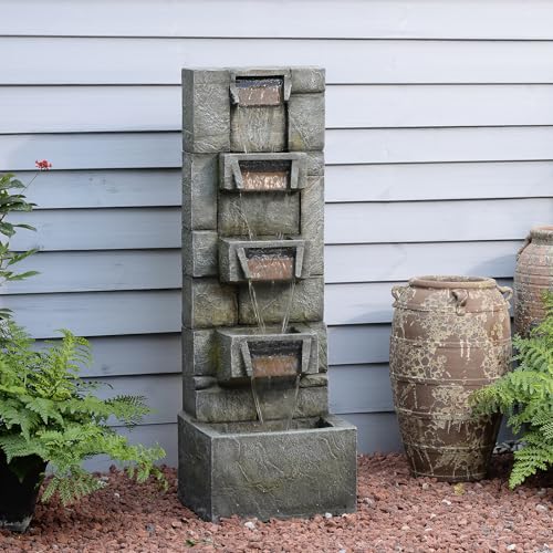 Outdoor Waterfall Fountain with LED Lights