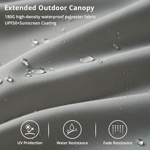 15ft Large Patio Umbrellas with Base & Solar Lights