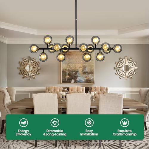 Black Mid Century Modern Chandelier for Dining Room Light Fixture