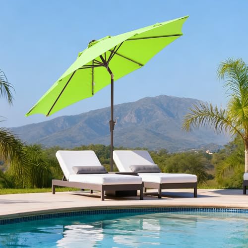 9' Patio Umbrella with lights Outdoor Umbrella Patio for deck lime