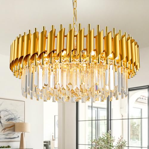 Gold Crystal Chandelier Round Chandeliers 24" with 5