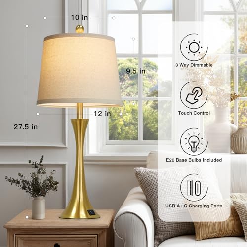27.5" Gold Lamps for Living Room