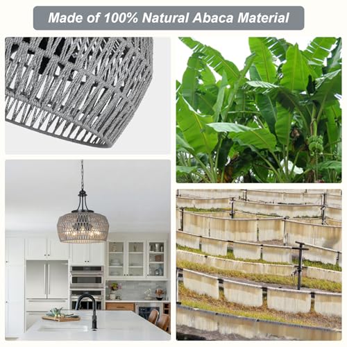Grey Rattan Chandeliers for Dining Room