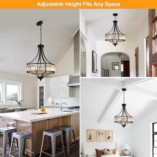 5 Light Black Crystal Chandelier for Dining Room