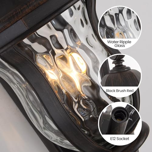 Black Brush Red Exterior Wall Sconces