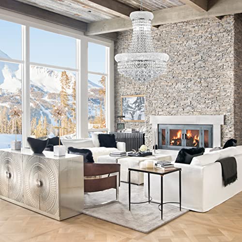 10 Lights Chrome Finish Empire Crystal Chandelier Lighting for Dining Room Living Room Foyer Hallway Bedroom Entryway