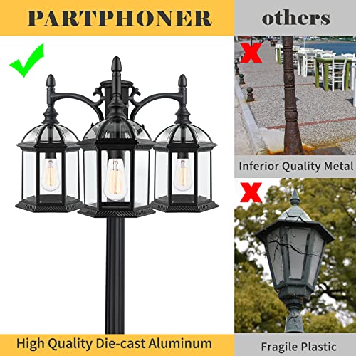 Dusk to Dawn Outdoor Lamp Post Light with 3 LED Bulbs