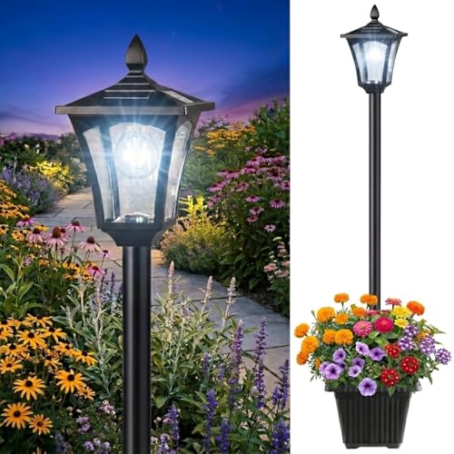 76" Solar Lamp Post Lights with Planter