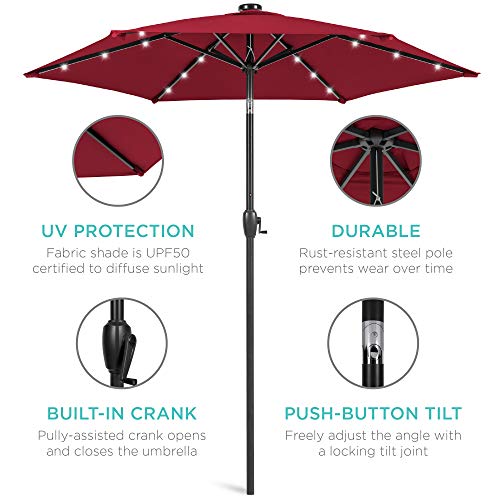 7.5ft Solar Umbrella LED Lighted Patio Umbrella