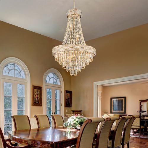 12 Light Gold Crystal Chandeliers