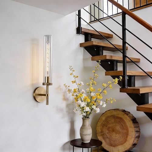 Bathroom Sconces Set of 2 Hardwired Brass Modern Wall Sconces