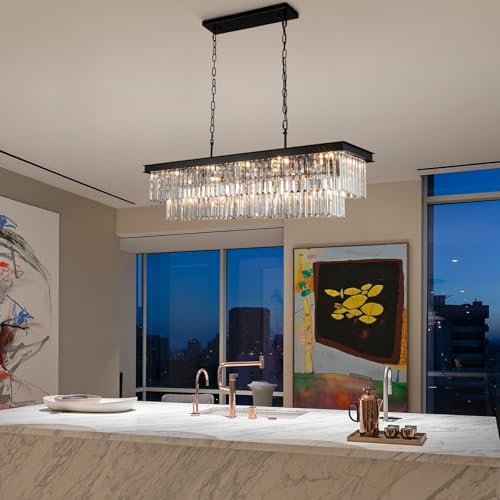 Black Crystal Chandeliers for Dining Room