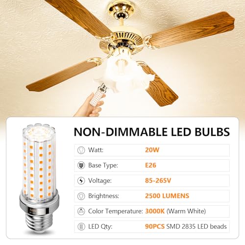 LED Corn Light Bulb 150W Equivalent 2000 Lumen 3000K Warm White 20W E26 (4 Count)