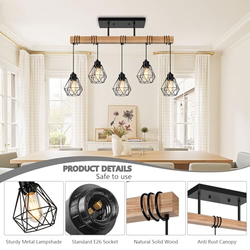5 Lights Farmhouse Hanging Pendant Light