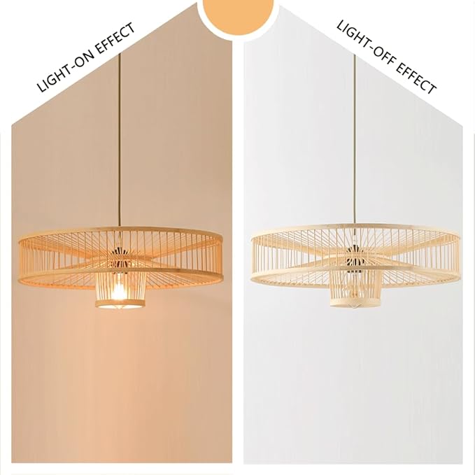 Natural Bamboo Pendant Light,19.7in Large Cylindrical Lantern Chandelier,Japanese Wabi Sabi Hanging Lamp,New Chinese Tea Room Lighting Fixture for Kitchen Island Dining Room Study Cafe