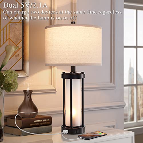 Set of 2 Modern Table Lamps for Living Room with 2 USB Ports (2 Count)