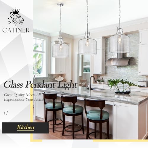 12" Farmhouse Seeded Glass Pendant Light