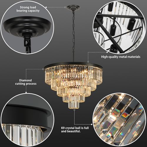 Black Crystal Chandeliers for Living Room