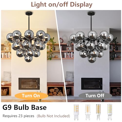 Sputnik Chandelier Dining Room Light Fixture Black Smokey Glass Chandelier