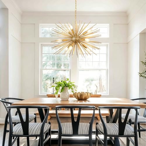 24in 9 Lights Gold Sputnik Chandelier Mid