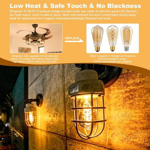 E26 LED Vintage Edison Light Bulbs 60 Watt (4 Count)