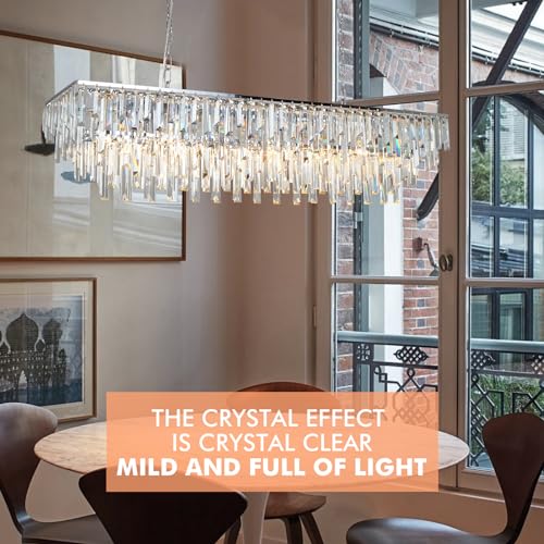 47" Modern Rectangle Crystal Chandelier