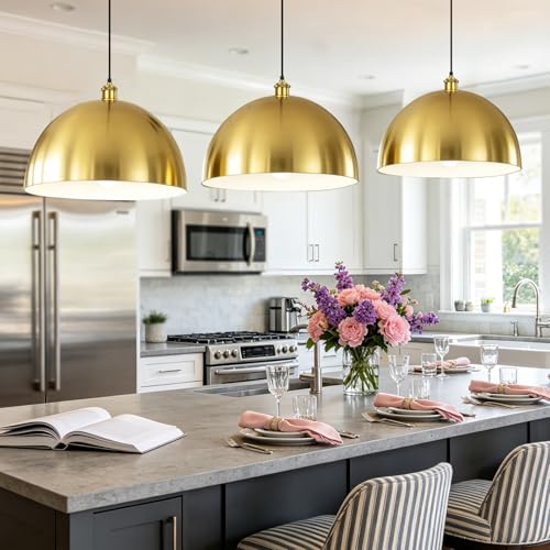 Large Brushed Gold Pendant Light