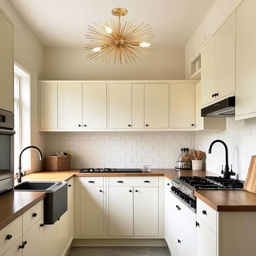 20in 4 Light Gold Sputnik Chandelier Ceiling Light Fixture