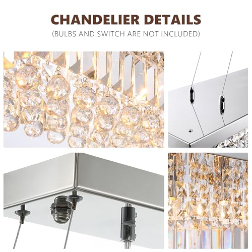 Modern Silver Rectangular Crystal Chandelier